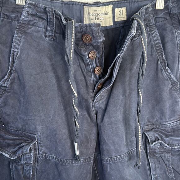 Abercrombie & Fitch Men's Navy Distressed Cargo Button-fly Shorts M-222 Sz 31 - Picture 4 of 9